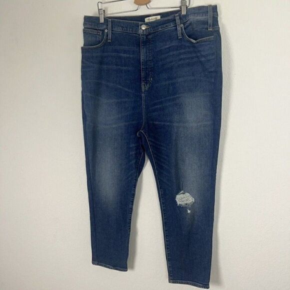 Madewell The Mom Jean Plus Size 37 High Waist Mom Jeans Medium Wash Distressed - Picture 9 of 12